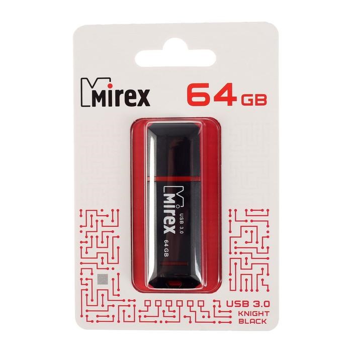 Флешка Mirex KNIGHT BLACK, 64 Гб, USB3.0, чт до 140 Мб/с, зап до 40 Мб/с, черная - фото 51368338