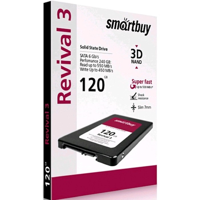 Накопитель SSD SmartBuy Revival3 SB120GB-RVVL3-25SAT3, 120Гб, SATA-III, 2,5", 3D TLC - фото 51368585