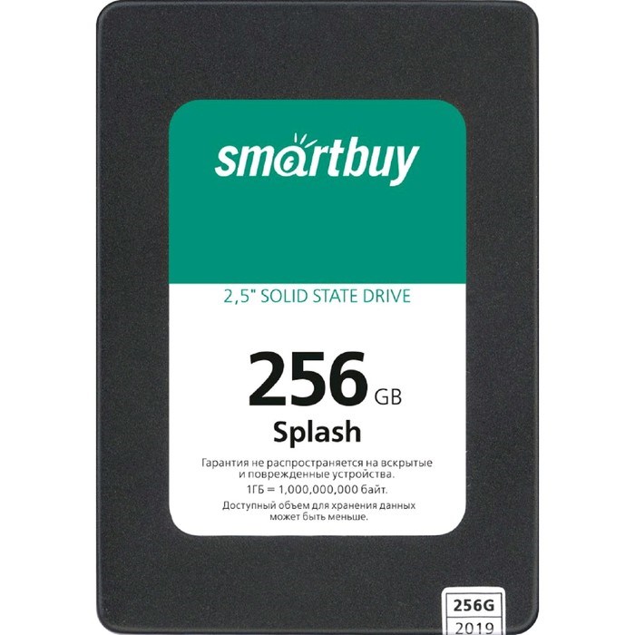 Накопитель SSD SmartBuy Splash  SBSSD-256GT-MX902-25S3, 256Гб, SATA-III, 2,5", 3D TLC - фото 51368587