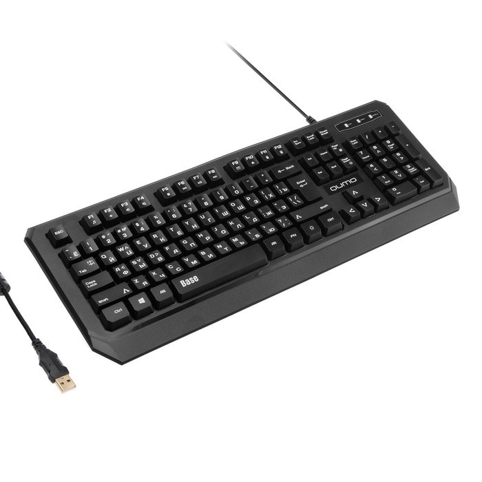 Клавиатура Qumo Base K59, проводная, мембранная, 104 клавиши, USB, подсветка, чёрная - фото 51368842