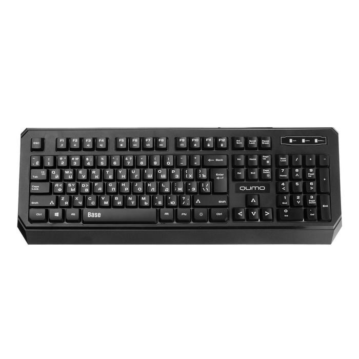 Клавиатура Qumo Base K59, проводная, мембранная, 104 клавиши, USB, подсветка, чёрная - фото 51368844