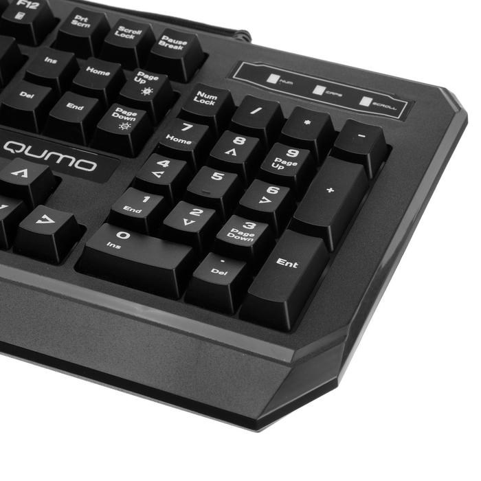 Клавиатура Qumo Base K59, проводная, мембранная, 104 клавиши, USB, подсветка, чёрная - фото 51368847