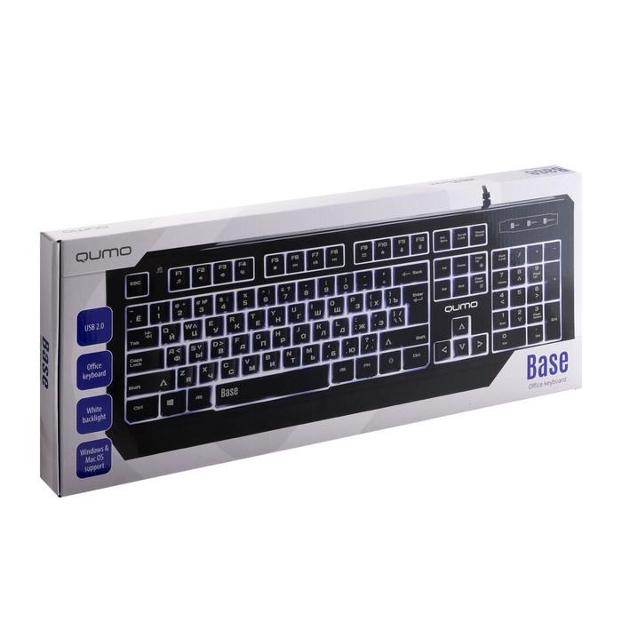 Клавиатура Qumo Base K59, проводная, мембранная, 104 клавиши, USB, подсветка, чёрная - фото 51368849