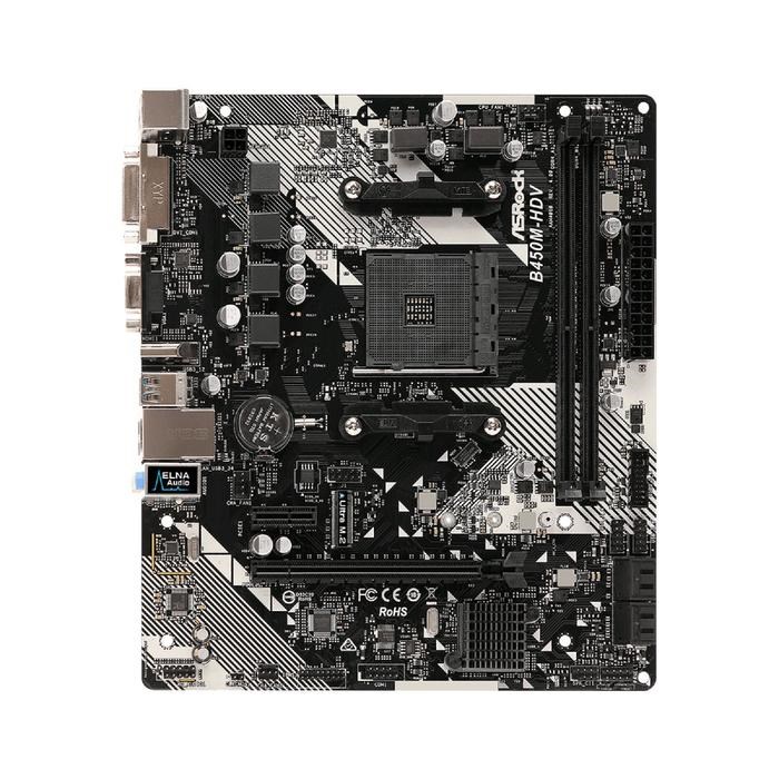 Материнская плата Asrock B450M-HDV R4.0, AM4, B450, 2xDDR4, VGA, DVI, HDMI, mATX - фото 51368924