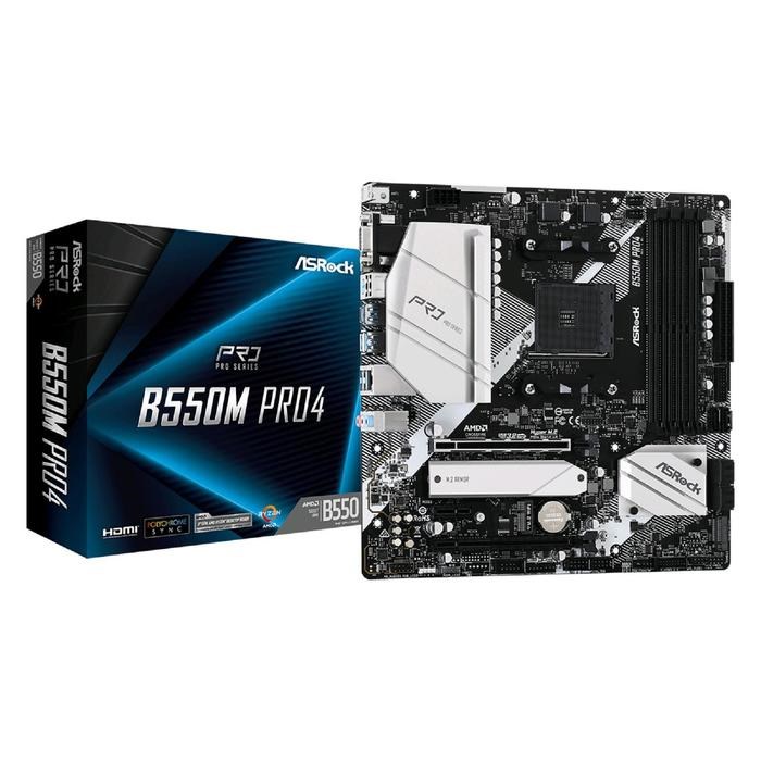 Материнская плата Asrock B550M PRO4, AM4, B550, 4xDDR4, VGA, HDMI, DP, mATX - фото 51368943