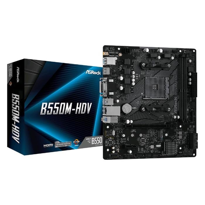 Материнская плата Asrock B550M-HDV, AM4, B550, 2xDDR4, VGA, DVI, HDMI, mATX - фото 51368948