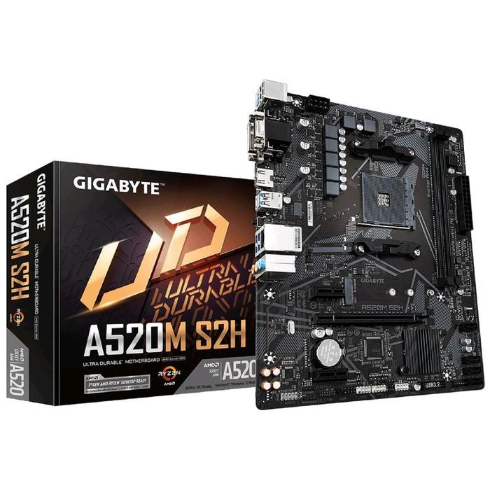 Материнская плата Gigabyte A520M S2H, AM4, A520, 2xDDR4, VGA, DVI, HDMI, mATX - фото 51369005