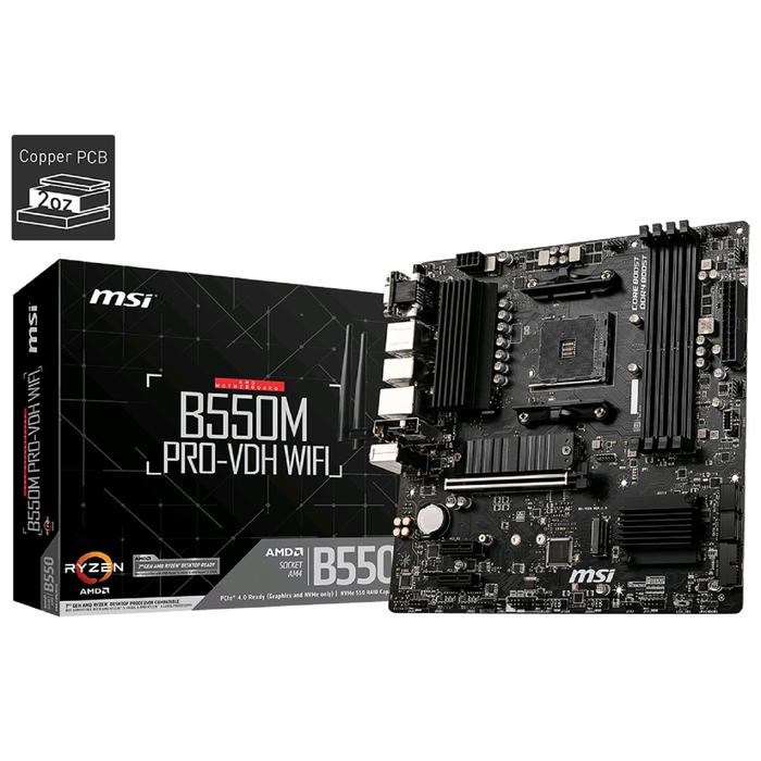 Материнская плата MSI B550M PRO-VDH WIFI, AM4, B550, 4xDDR4, HDMI, DP, mATX - фото 51369013