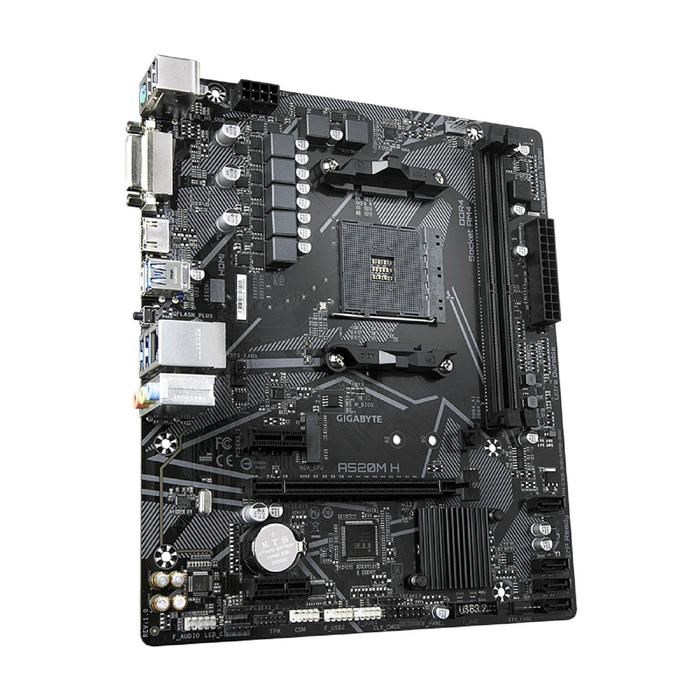 Материнская плата Gigabyte A520M H, AM4, A520, 2xDDR4, DVI, HDMI, mATX - фото 51369032