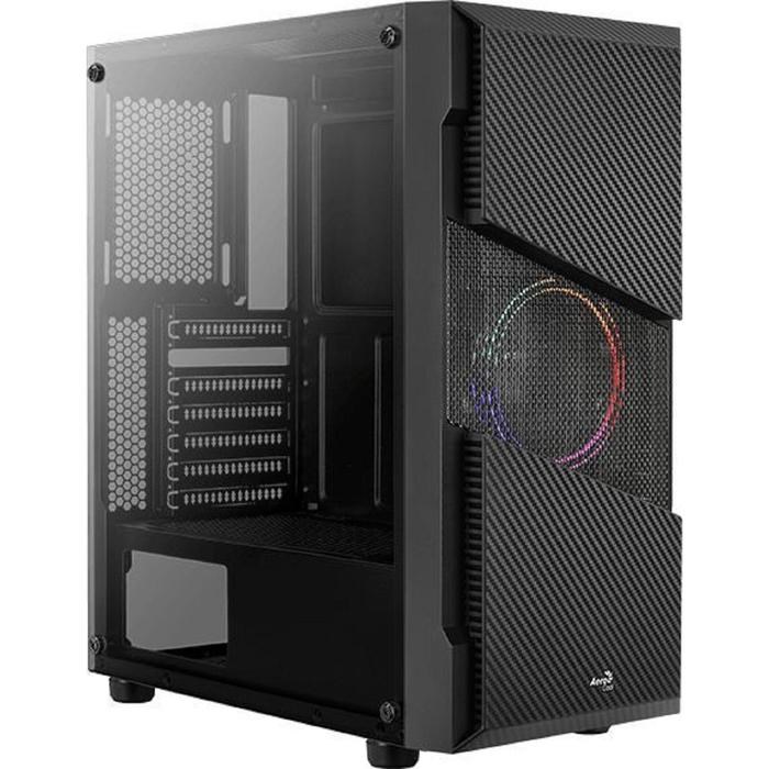 Корпус Aerocool Menace Saturn FRGB-G-BK-v1, без БП, ATX, Midi-Tower, черный - фото 51369608