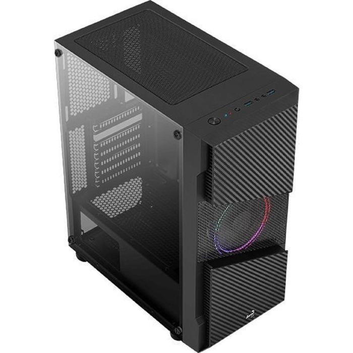 Корпус Aerocool Menace Saturn FRGB-G-BK-v1, без БП, ATX, Midi-Tower, черный - фото 51369610