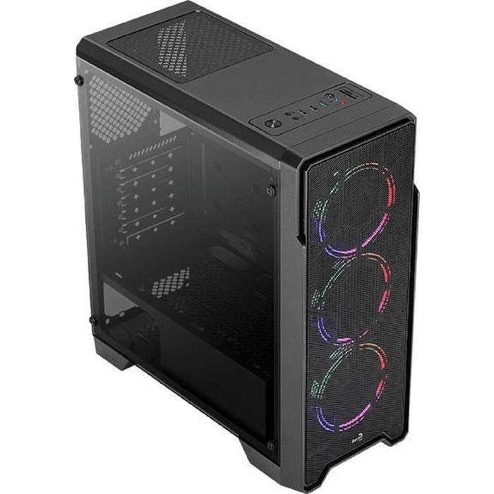 Корпус Aerocool Ore Saturn FRGB-G-BK-v1, без БП, ATX, Midi-Tower, черный - фото 51369617