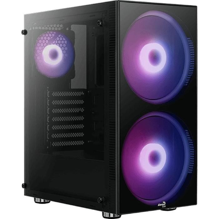 Корпус Aerocool Python-G-BK-v1, без БП, ATX, Midi-Tower, черный - фото 51369632