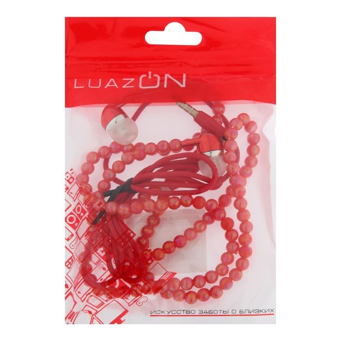 Наушники LuazON VBT 1.11 "Жемчуг", вакуумные, микрофон, красные - фото 51370472