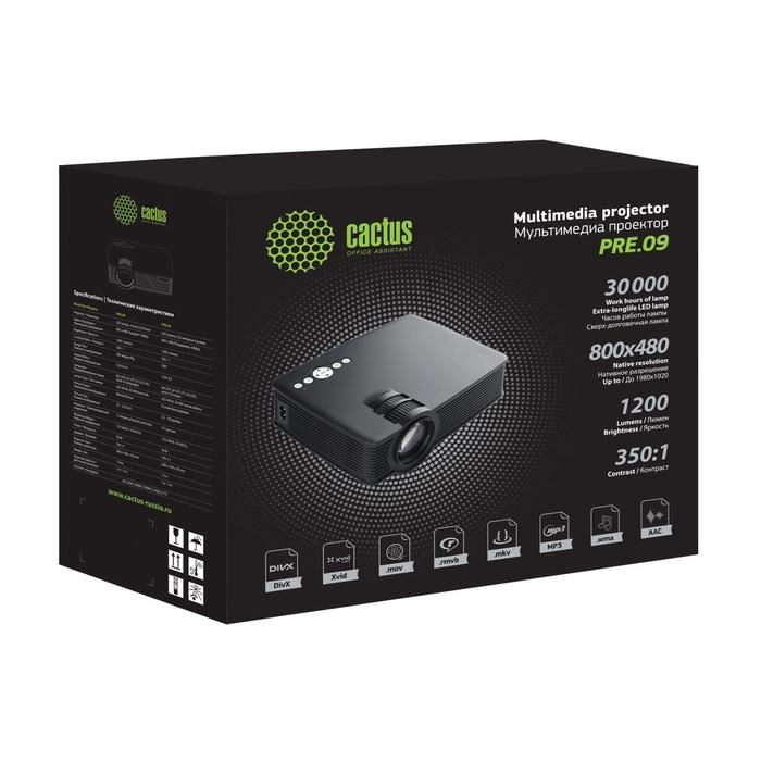 Проектор Cactus CS-PRE.09B.WVGA-W,1200лм,1280x800,350:1,ресурс лампы:30000ч,USB,HDMI,черный   707816 - фото 51370711