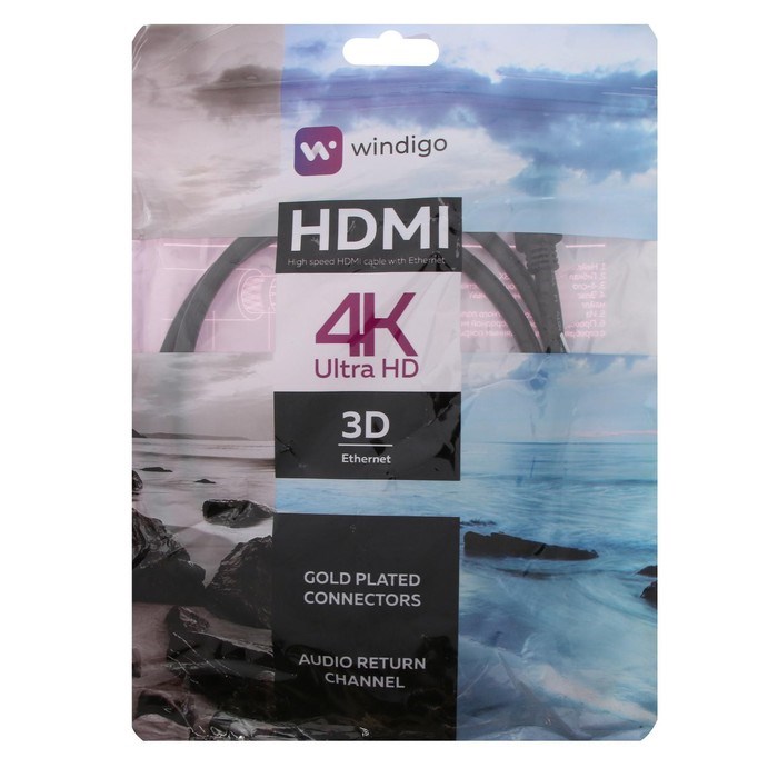 Кабель HDMI Windigo, HDMI(m)-HDMI(m), v 1.4, 1 м, позолоченные разъемы, 3D, 4K, черный - фото 51370790