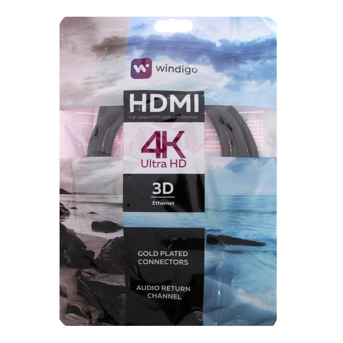 Кабель HDMI Windigo, HDMI(m)-HDMI(m), v 1.4, 1.5 м, позолоченные разъемы, 3D, 4K, черный - фото 51370798