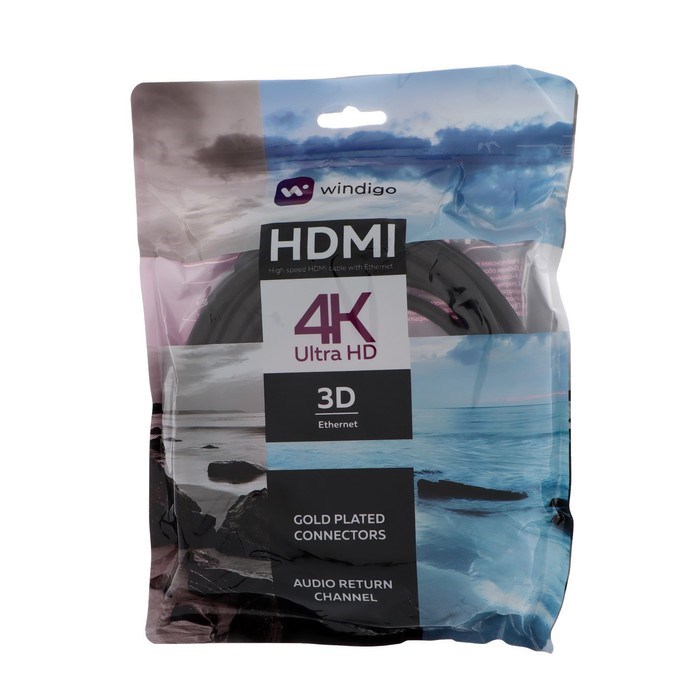 Кабель HDMI Windigo, HDMI(m)-HDMI(m), v 1.4, 5 м, позолоченные разъемы, 3D, 4K, черный - фото 51370816