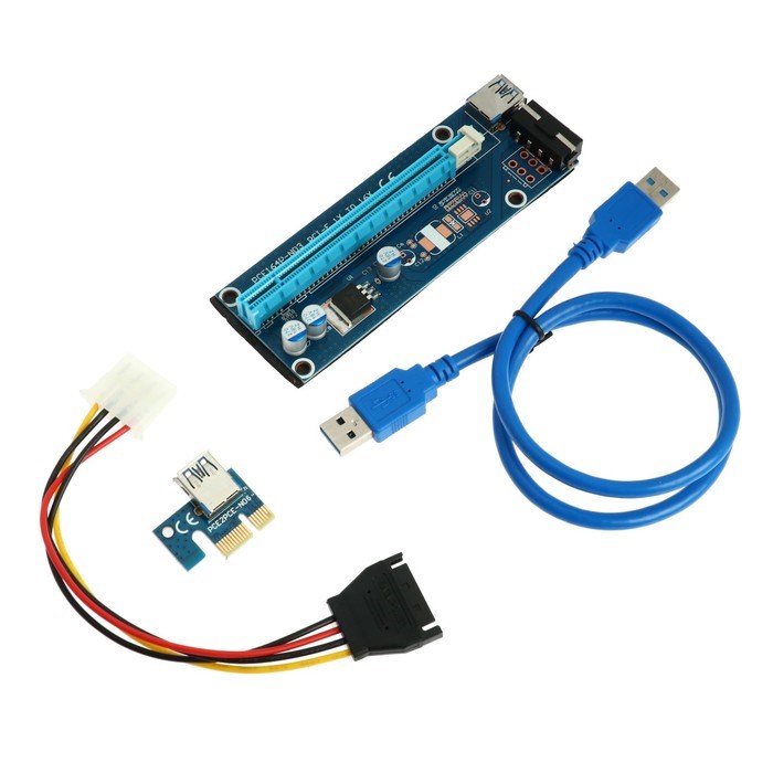 Переходник на видеокарту с USB3.0 на PCI-Ex 1x-16x, 164P-NO3, 4PIN, для майнинга - фото 51371321