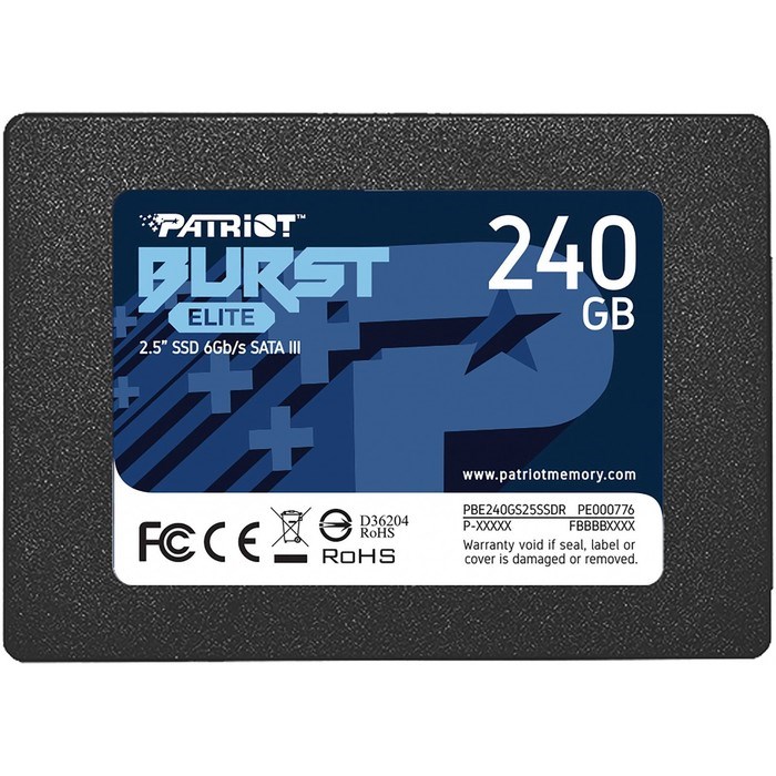 Накопитель SSD Patriot PBE240GS25SSDR Burst Elite, 240 Гб, SATA III - фото 51371330