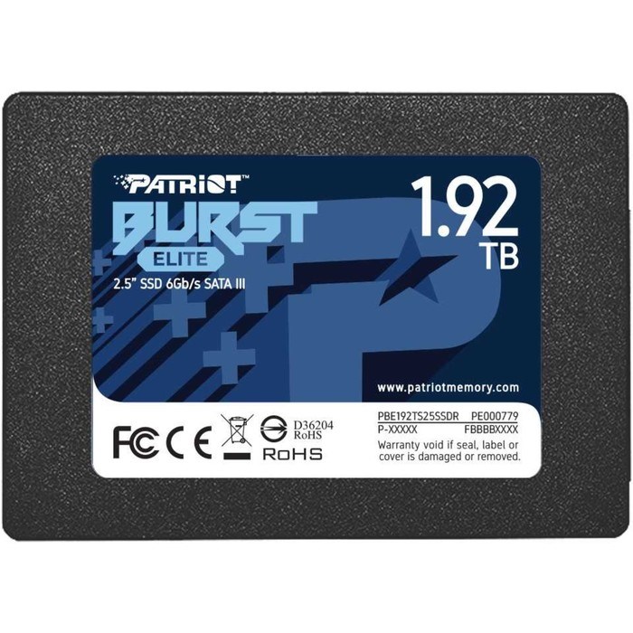 Накопитель SSD Patriot PBE192TS25SSDR Burst Elite, 1920 Гб, SATA III - фото 51371333