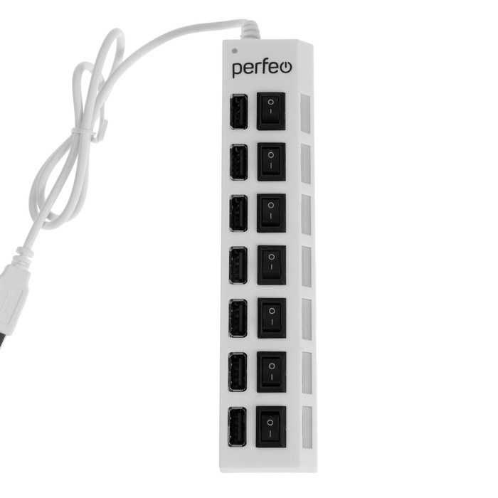 Разветвитель USB (Hub) Perfeo H033, 7 портов, USB 2.0, белый - фото 51371820