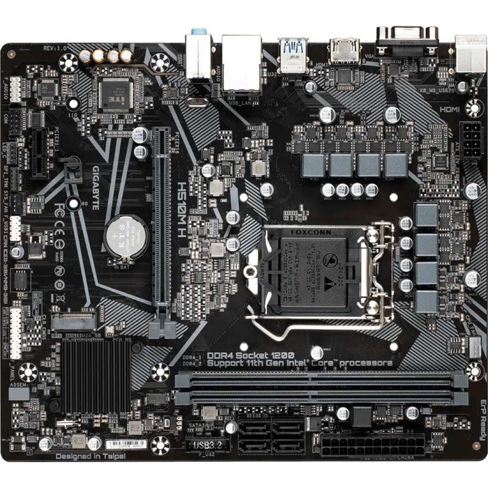 Материнская плата Gigabyte H510M H, LGA1200, H510, 2xDDR4, VGA, HDMI, mATX - фото 51372024