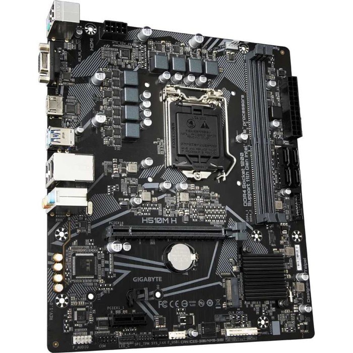 Материнская плата Gigabyte H510M H, LGA1200, H510, 2xDDR4, VGA, HDMI, mATX - фото 51372026