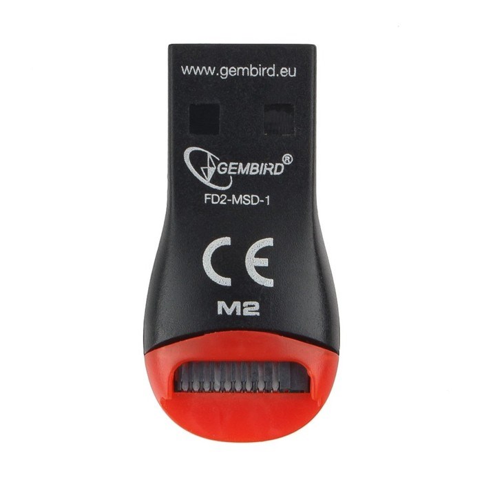 Кард-ридер Gembird FD2-MSD-1, USB/Micro SD, чёрный - фото 51373077