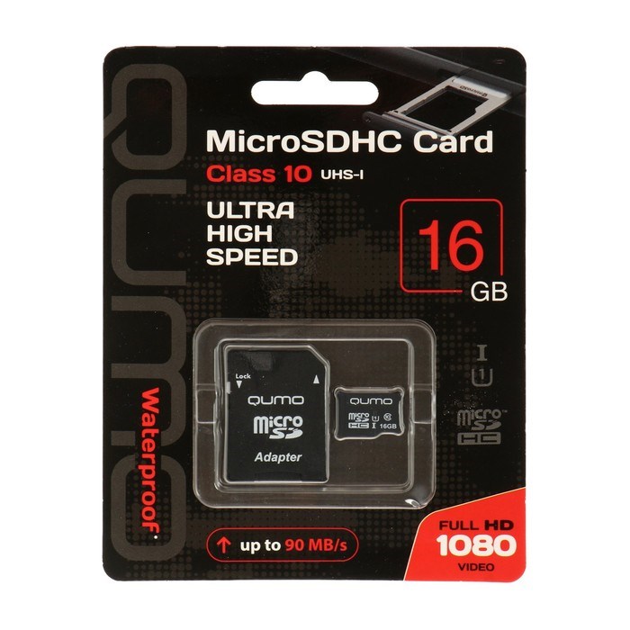 Карта памяти QUMO MicroSD, 16 Гб, SDHC, UHS-I, класс 10, с адаптером SD - фото 51373310