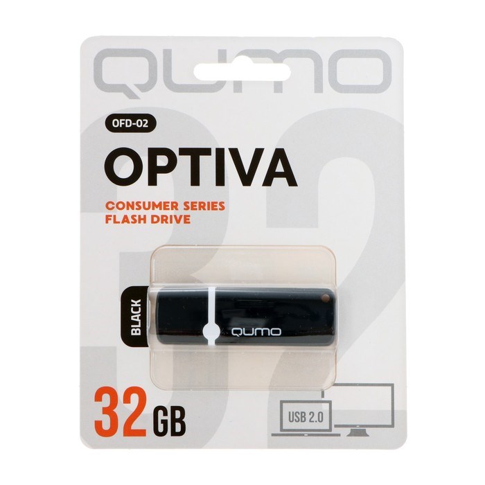 Флешка Qumo Optiva 02 Black, 32 Гб, USB2.0, черная - фото 51373323