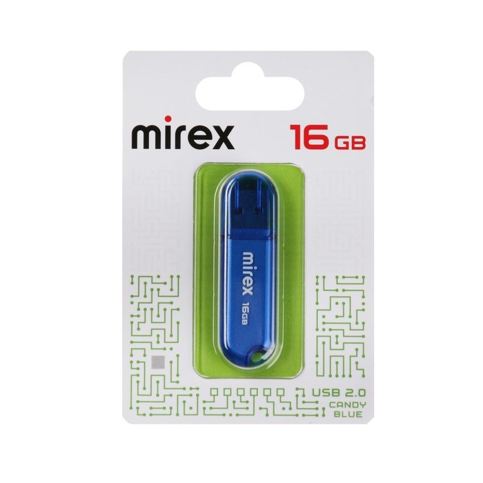 Флешка Mirex CANDY BLUE, 16 Гб ,USB2.0, чт до 25 Мб/с, зап до 15 Мб/с, синяя - фото 51373346