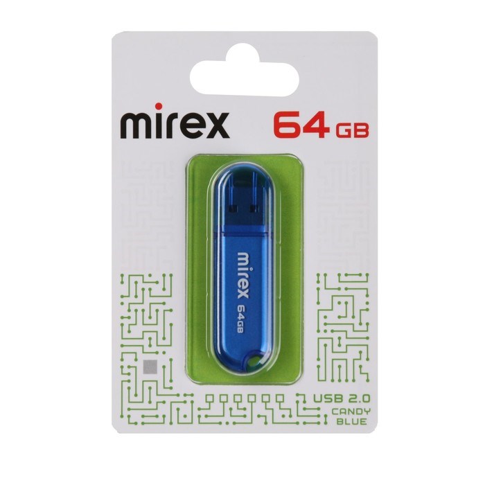 Флешка Mirex CANDY BLUE, 64 Гб ,USB2.0, чт до 25 Мб/с, зап до 15 Мб/с, синяя - фото 51373357