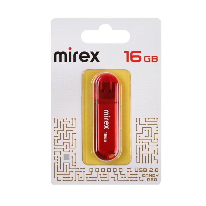 Флешка Mirex CANDY RED, 16 Гб ,USB2.0, чт до 25 Мб/с, зап до 15 Мб/с, красная - фото 51373365