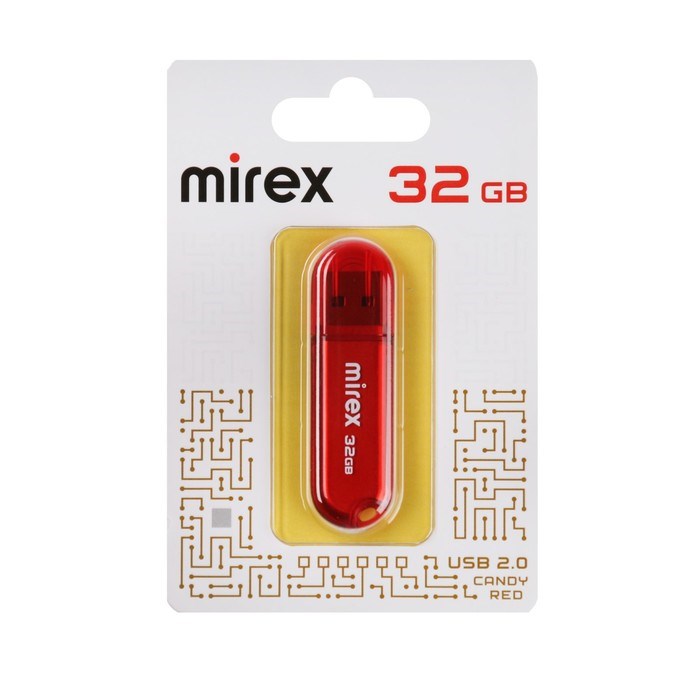 Флешка Mirex CANDY RED, 32 Гб ,USB2.0, чт до 25 Мб/с, зап до 15 Мб/с, красная - фото 51373368