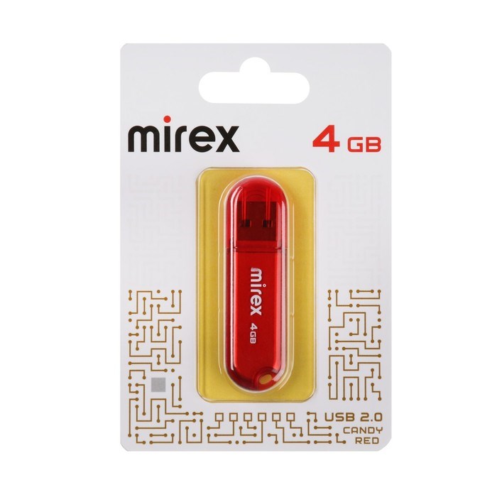 Флешка Mirex CANDY RED, 4 Гб ,USB2.0, чт до 25 Мб/с, зап до 15 Мб/с, красная - фото 51373372