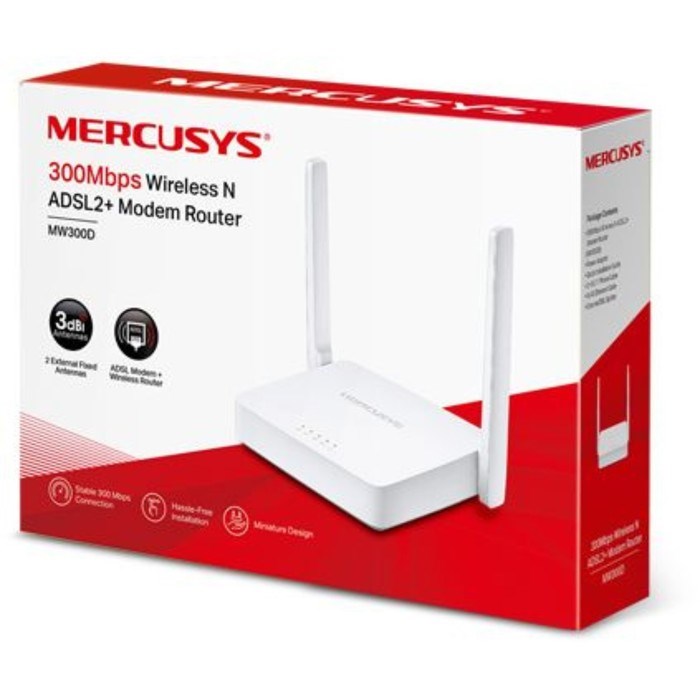 Wi-Fi роутер Mercusys MW300D, 300 Мбит/с, 3 порта 100 Мбит/с, белый - фото 51373423