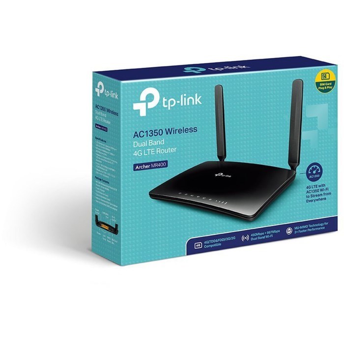 Wi-Fi роутер TP-Link Archer MR400, 1317 Мбит/с, 4 порта 100 Мбит/с, чёрный - фото 51373426