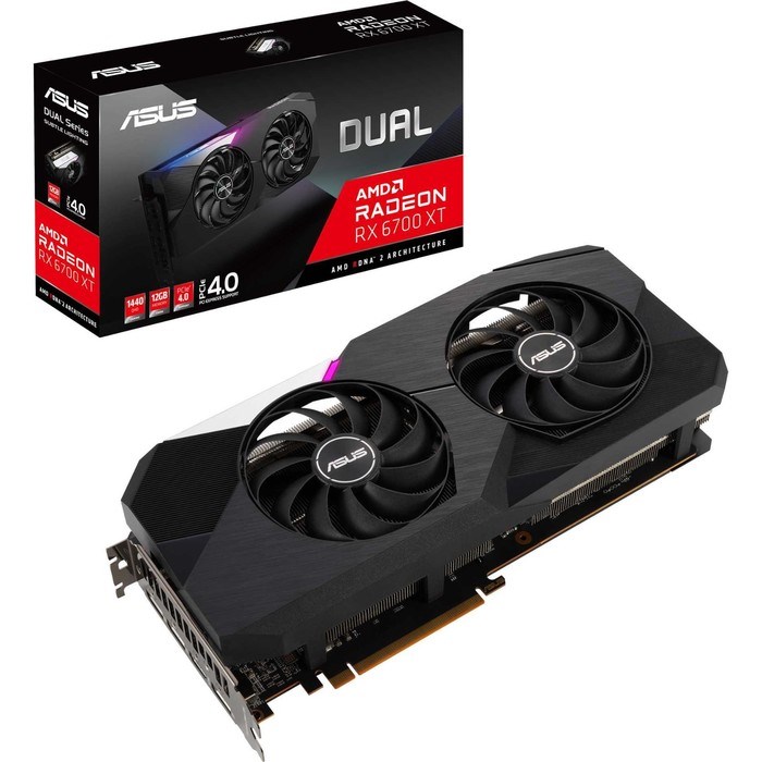 Видеокарта Asus DUAL-RX6700XT-12G, AMD Radeon RX 6700XT, 12Gb, GDDR6, HDMI, DP - фото 51373600