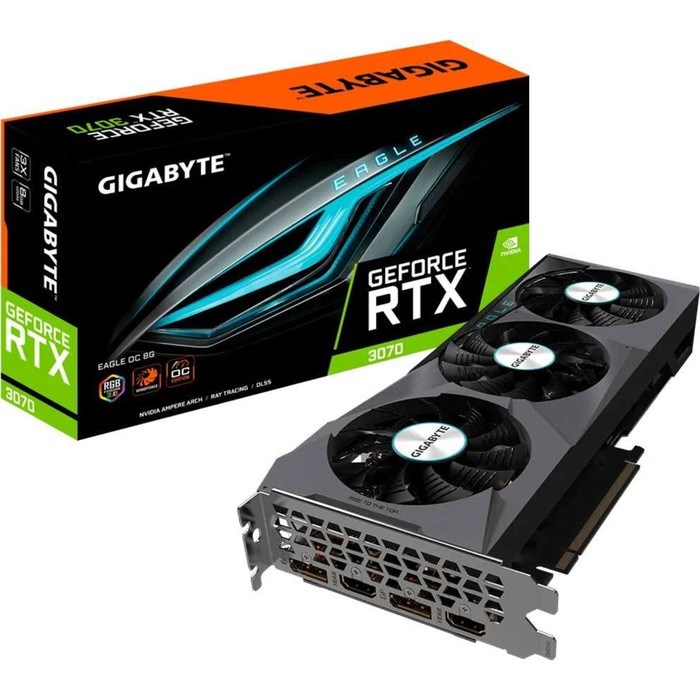 Видеокарта Gigabyte GV-N3070EAGLE OC-8GD 2.0 LHR, GeForce RTX 3070, 8Gb, GDDR6, HDMI, DP - фото 51373608