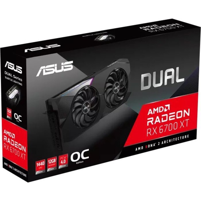 Видеокарта Asus DUAL-RX6700XT-O12G, AMD Radeon RX 6700XT, 12Gb, GDDR6, HDMI, DP - фото 51373616