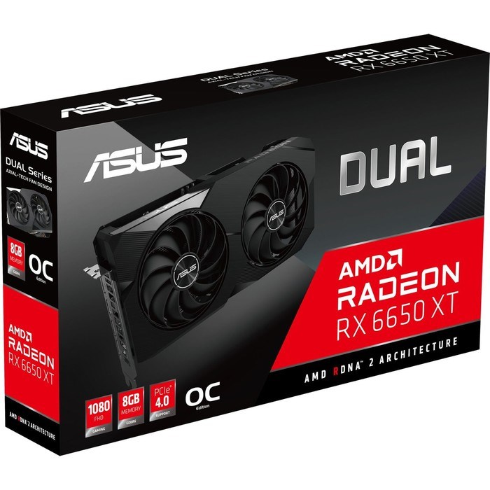 Видеокарта Asus DUAL-RX6650XT-O8G, AMD Radeon RX 6650XT, 8Gb, GDDR6, HDMI, DP - фото 51373658