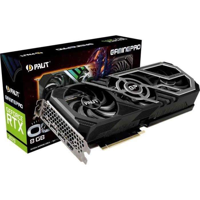 Видеокарта Palit PA-RTX3070 GAMINGPRO OC 8G V1 LHR, GeForce RTX 3070, 8Gb, GDDR6, HDMI, DP - фото 51373719