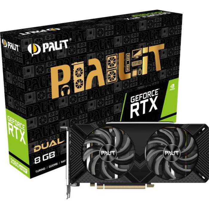 Видеокарта Palit PA-RTX2060SUPER DUAL 8G no LED, RTX 2060SUPER, 8Gb, GDDR6, DVI, HDMI, DP - фото 51373725