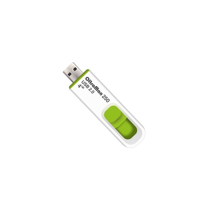 Флешка OltraMax 250, 4 Гб, USB2.0, чт до 15 Мб/с, зап до 8 Мб/с, зелёная - фото 51373904