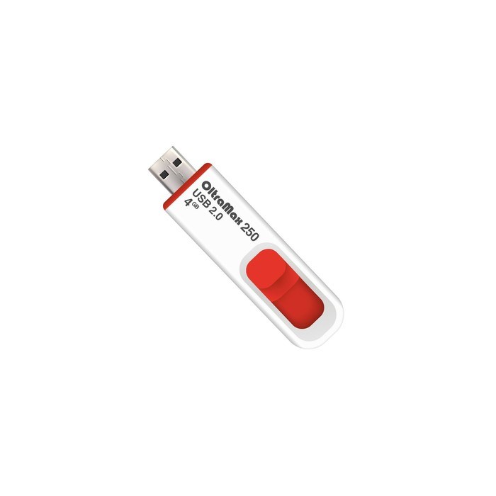 Флешка OltraMax 250, 4 Гб, USB2.0, чт до 15 Мб/с, зап до 8 Мб/с, красная - фото 51373908