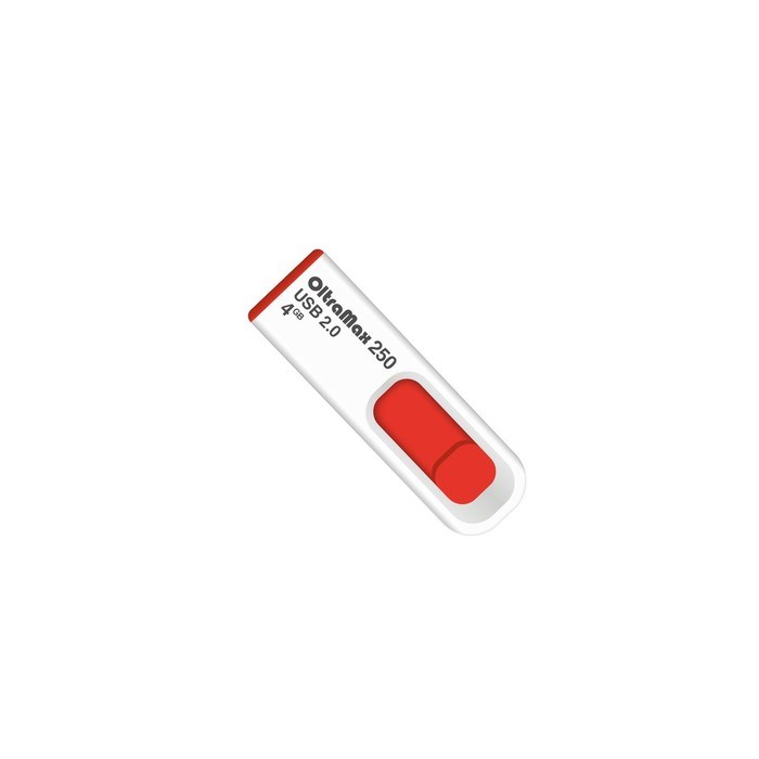 Флешка OltraMax 250, 4 Гб, USB2.0, чт до 15 Мб/с, зап до 8 Мб/с, красная - фото 51373909