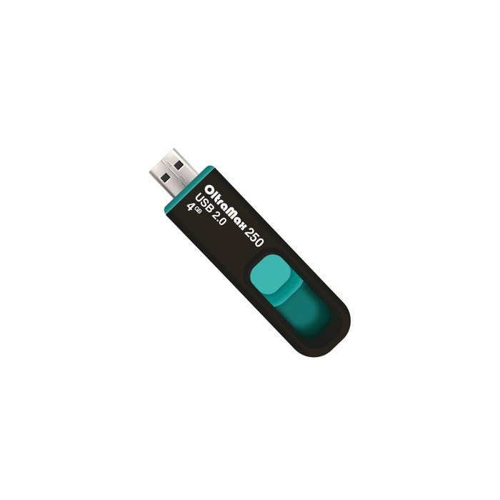 Флешка OltraMax 250, 4 Гб, USB2.0, чт до 15 Мб/с, зап до 8 Мб/с, бирюзовая - фото 51373914