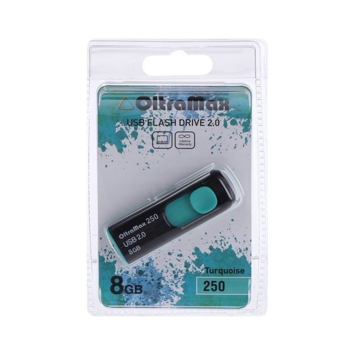 Флешка OltraMax 250, 8 Гб, USB2.0, чт до 15 Мб/с, зап до 8 Мб/с, бирюзовая - фото 51373963