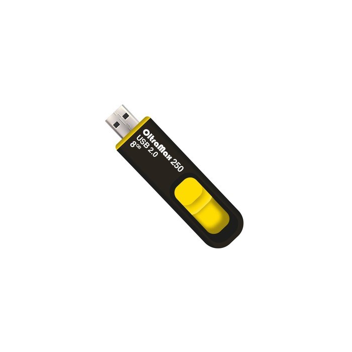 Флешка OltraMax 250, 8 Гб, USB2.0, чт до 15 Мб/с, зап до 8 Мб/с, жёлтая - фото 51373967